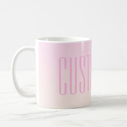 Pink bis Peach Sunset Ombre mit anpassbarem Text Kaffeetasse (Links)