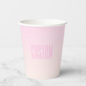 Pink bis Peach Sunset Ombre mit anpassbarem Text Pappbecher (Vorderseite)