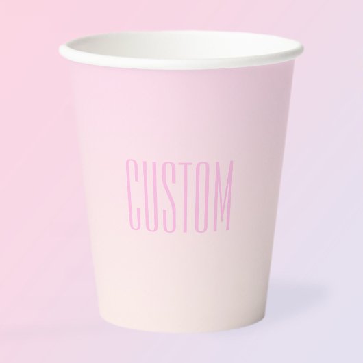 Pink bis Peach Sunset Ombre mit anpassbarem Text Pappbecher