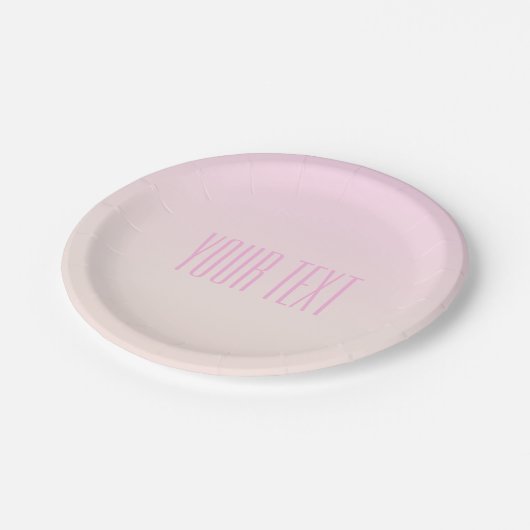 Pink bis Peach Sunset Ombre mit anpassbarem Text Pappteller (Schrägansicht)