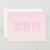 Pink bis Peach Sunset Ombre mit anpassbarem Text Postkarte (Vorne/Hinten)