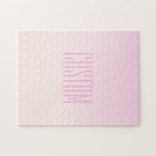 Pink bis Peach Sunset Ombre mit anpassbarem Text Puzzle (Horizontal)
