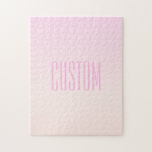 Pink bis Peach Sunset Ombre mit anpassbarem Text Puzzle (Vertikal)