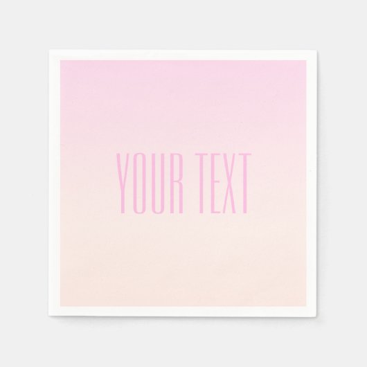 Pink bis Peach Sunset Ombre mit anpassbarem Text Serviette (Vorderseite)