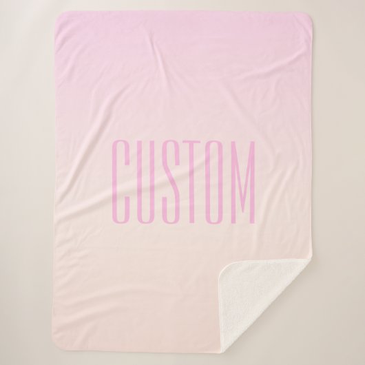 Pink bis Peach Sunset Ombre mit anpassbarem Text Sherpadecke (Vorderseite)