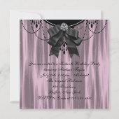 Pink Black 16 . Geburtstag Party Einladungen (Rückseite)