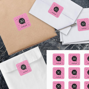 Pink Black 30. Geburtstag Quadratischer Aufkleber
