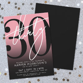 Pink Black 30. Geburtstagsfeier Party Einladung