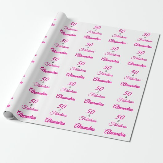Pink Black 50 & Fabulous 50th Birthday Geschenkpapier (Ungerollt)