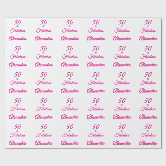 Pink Black 50 & Fabulous 50th Birthday Geschenkpapier (Flach)