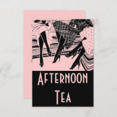 Pink & Black Afternoon Party Einladung (Vorne/Hinten)