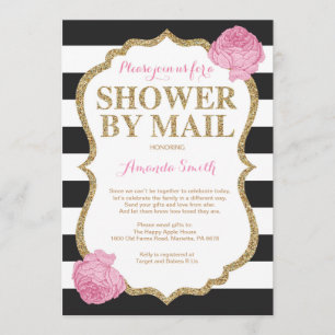 Pink Black and Gold Glitzer Kinderdusche per Mail Einladung