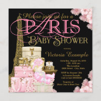 Pink Black and Gold Paris Blonde Girl Baby Dusche