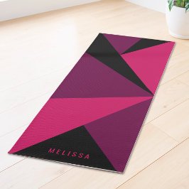 Pink Black And Purple Triangle Color Blocks & Name Yogamatte