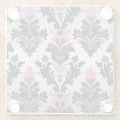 Pink, Black and Silver Damask Style Glasuntersetzer (Rückseite)