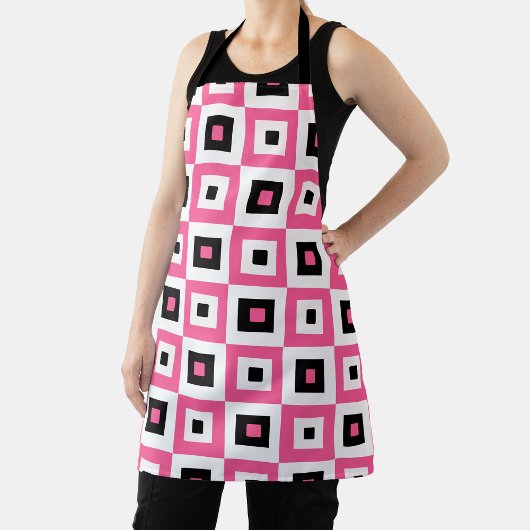 Pink Black and White Checkered Squares Pattern Schürze