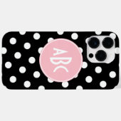 Pink Black and White Polka Dot Monogram Case-Mate iPhone Hülle (Rückseite (Horizontal))