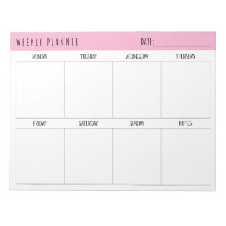 Pink, Black and White, Weekly Planner, Notizblock