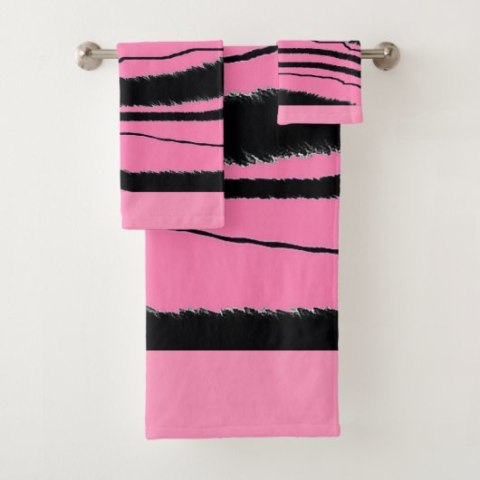 Pink Black Animal Print Geschenk Badetuch Set (Insitu)