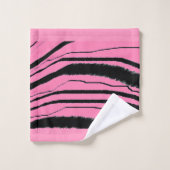 Pink Black Animal Print Geschenk Badetuch Set (Waschlappen)
