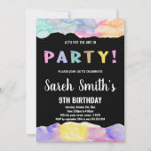 Pink Black Art in Party Paint Birthday Einladungen (Vorderseite)