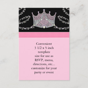 Pink Black Baby Girl Princess Baby Dusche UAWG RSVP Karte