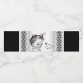 Pink Black Baby Girl Water Flasche Labels Wasserflaschenetikett