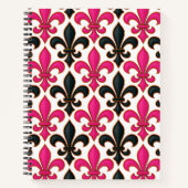 Pink Black Baroque Fleur-de-lis Pattern Design  Notizblock (Vorderseite)
