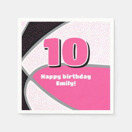 Pink Black Basketball Girls Sportfest Serviette