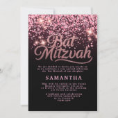 Pink & Black Bat Mitzwa Einladung (Vorderseite)