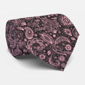 Pink black batik boho style floral paisley pattern krawatte (Gerollt)