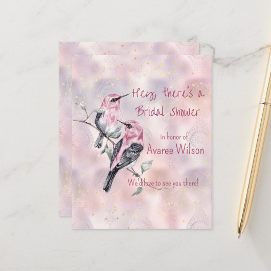 Pink Black Birds Brautparty (Vorderseite/Rückseite Beispiel)