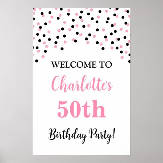Pink Black Birthday Party Custom 20x30 Poster (Vorne)