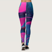Pink Black Blue Geometric Abstrakt Leggings (Rückseite)