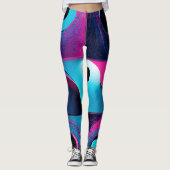 Pink Black Blue Geometric Abstrakt Leggings (Vorderseite)