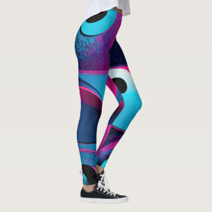 Pink Black Blue Geometric Abstrakt Leggings