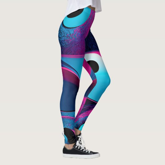 Pink Black Blue Geometric Abstrakt Leggings (Rechts)