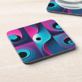 Pink Black Blue Geometric Getränkeuntersetzer (Linke Seite)