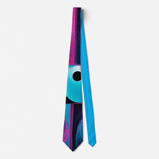 Pink Black Blue Geometric Krawatte (Vorderseite)