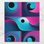 Pink Black Blue Geometric Weinetikett (Einzelnes Label)