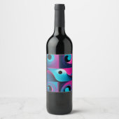Pink Black Blue Geometric Weinetikett (Vorderseite)