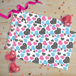 Pink Black Blue Lace Hört auf dem weißen Valentins Seidenpapier
