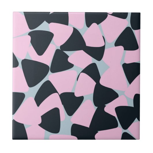 Pink Black Blue Triangle Pattern Fliese (Vorderseite)