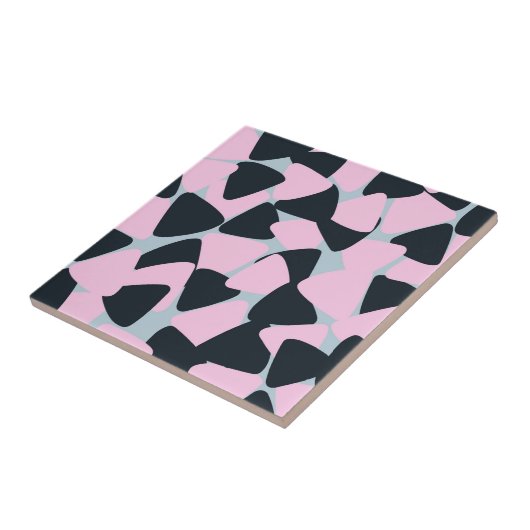 Pink Black Blue Triangle Pattern Fliese (Seite)