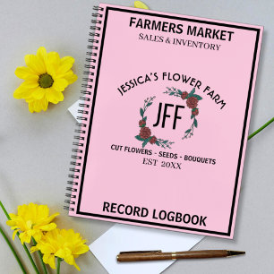 Pink & Black Blumenfarm-Markt Aufzeichnungen Notizblock