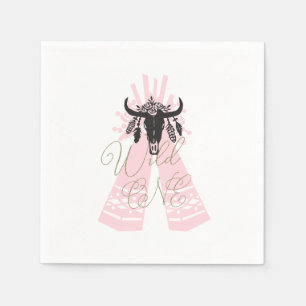 Pink & Black Boho-Chic-Wild-EINER 1. Geburtstagsfe Serviette