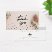 Pink Black Botanical Thank You Discount Cards (Schreibtisch)