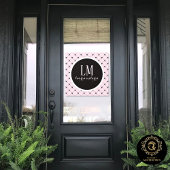 Pink & Black Bow Monogram Fensteraufkleber