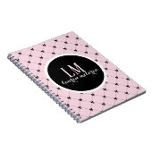 Pink & Black Bow Monogram Notebook Notizblock (Rechte Seite)