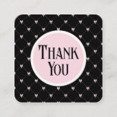 Pink & Black Bow Monogram Thank You Card Begleitkarte (Vorderseite)